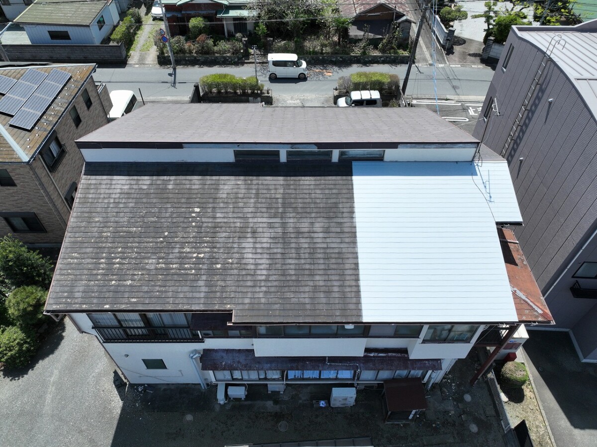 スレート屋根（粘着性防水シート/KYOZIN）修理工事　屋根修理工事　　【平塚市】